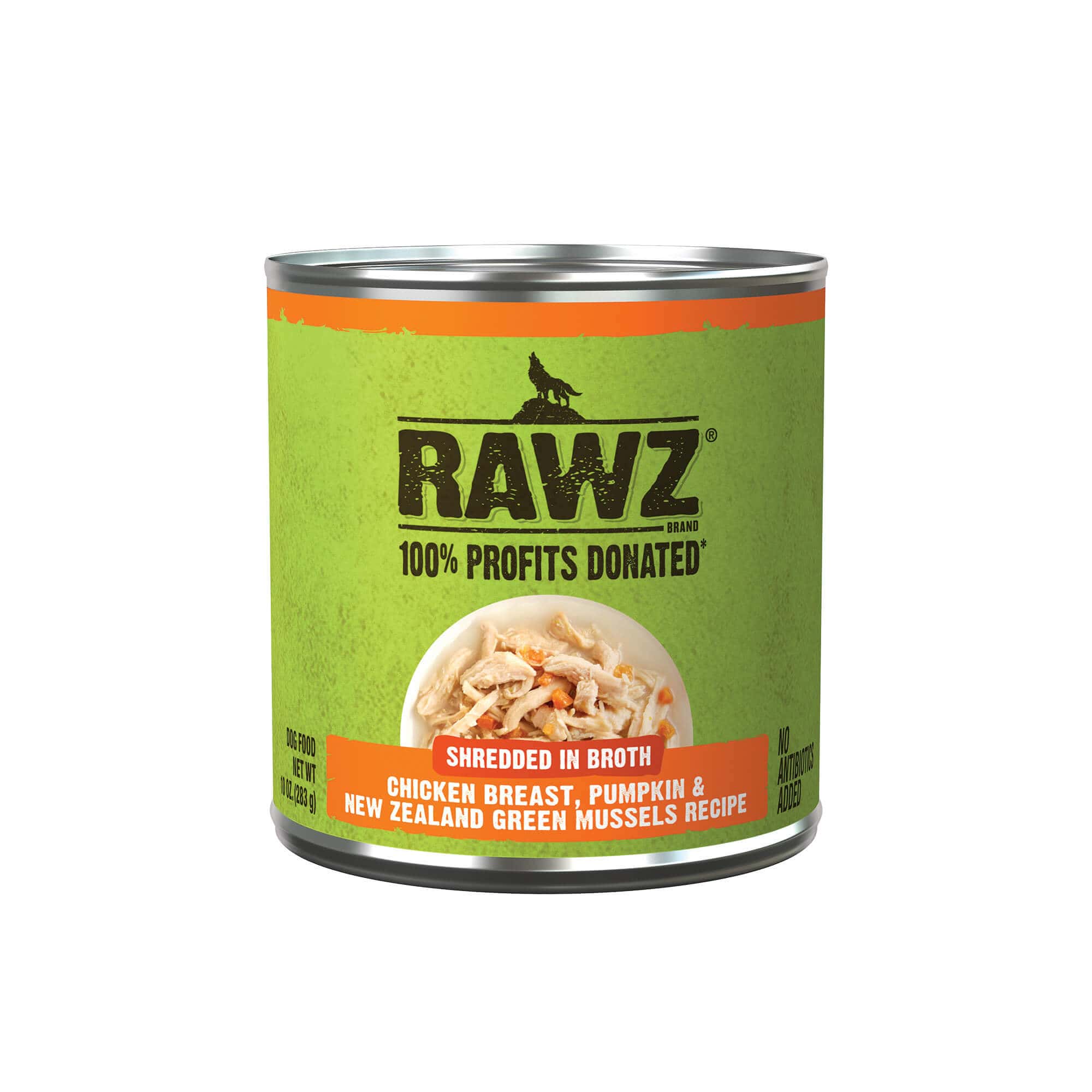 RAWZ Shredded Chicken Breast, Pumpkin & NZGM Dog Can 10 oz.