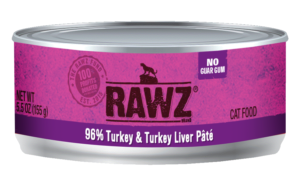 RAWZ 96% Turkey and Turkey Liver Canned Cat Food 24-Pack 5.5oz